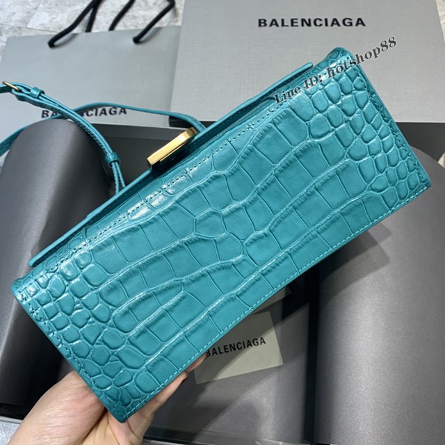 Balenciaga專櫃爆款小號Hourglass手提肩背女包 巴黎世家亮藍色沙漏包 fyj1730